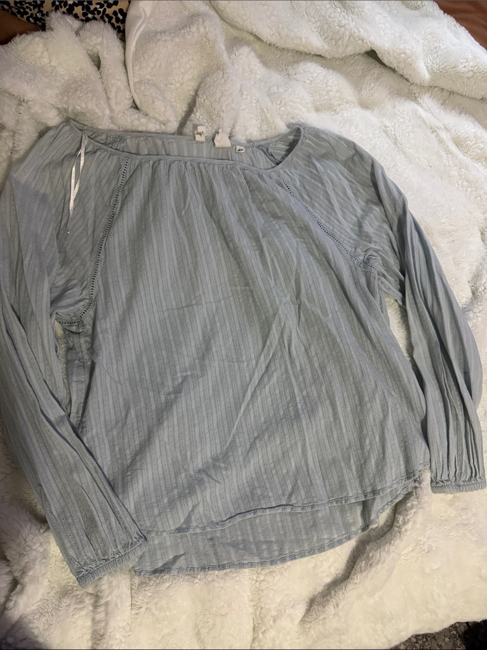 H&M Pale Blue Long-Sleeve Peasant Top